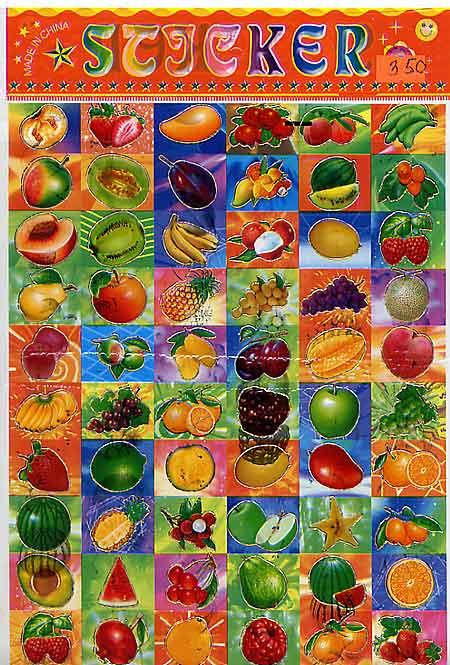 Стикеры плотные 29*20 Фрукты квадрат б/арт (50)