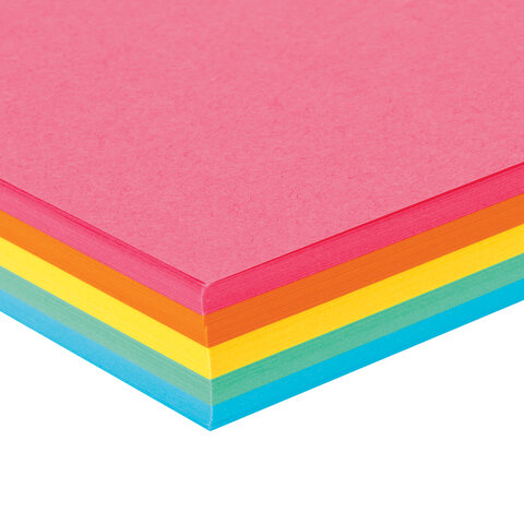 Бумага цветная BRAUBERG, А4, 80 г/м2, 100 л., (5 цветов х 20 л.), интенсив, для офисной техники