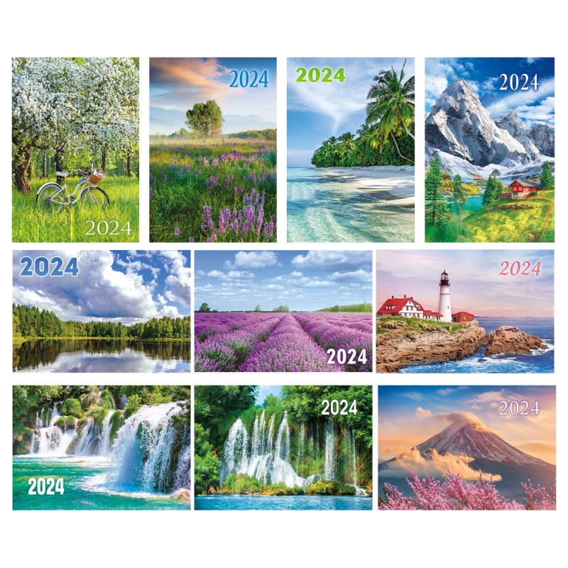 Календарь карманный OfficeSpace "Природа", блестки, ассорти, 2024г. 355621