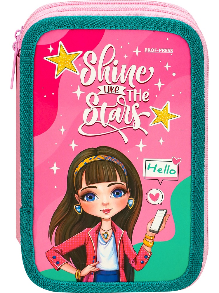 Пенал 2-секц, большой БУДЬ ЗВЕЗДОЙ (ПН-5617) 190х115, ламинированный картон