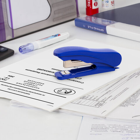 Степлер №10 STAFF "EVERYDAY", до 12 листов, с антистеплером, синий