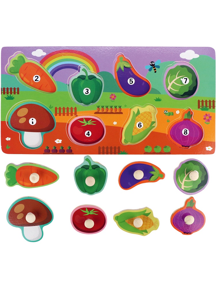 Деревянная игрушка. Рамка-вкладыш "Овощи" (30x15x0,5 см) (арт.ИД-0189)