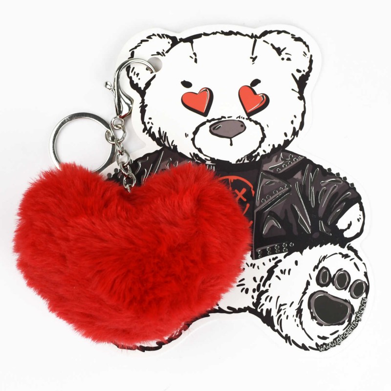 Брелок меховой арт. 70865 / 48 ПЛЮШЕВЫЙ МИШКА ( размер подвеса: 90х90 мм, материал подвеса: искусственный мех; форма подвеса: сердце; цвет подвеса: кр