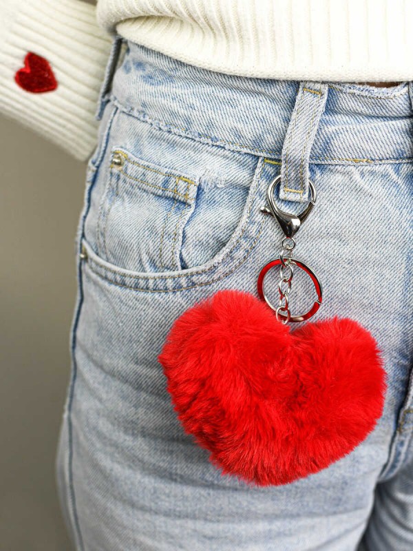 Брелок меховой арт. 70865 / 48 ПЛЮШЕВЫЙ МИШКА ( размер подвеса: 90х90 мм, материал подвеса: искусственный мех; форма подвеса: сердце; цвет подвеса: кр