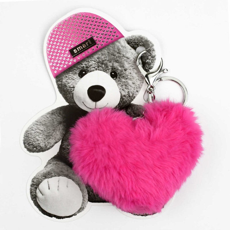 Брелок меховой арт. 70866 / 48 МИШКА В ШАПОЧКЕ ( размер подвеса: 90х90 мм, материал подвеса: искусственный мех; форма подвеса: сердце; цвет подвеса: м