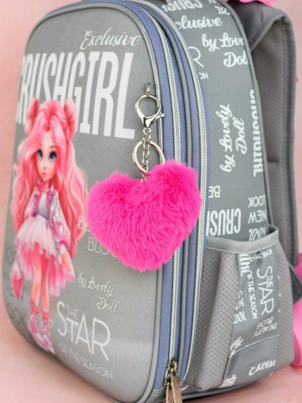 Брелок меховой арт. 70866 / 48 МИШКА В ШАПОЧКЕ ( размер подвеса: 90х90 мм, материал подвеса: искусственный мех; форма подвеса: сердце; цвет подвеса: м