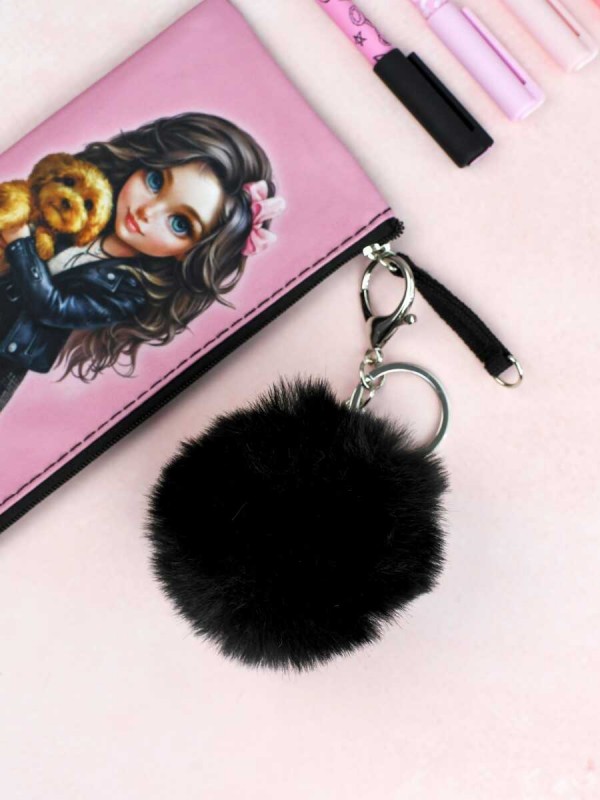 Брелок меховой арт. 70869 / 48 ЗАЙКА В ШАПОЧКЕ ( размер подвеса: 60x60 мм, материал подвеса: искусственный мех; форма подвеса: шар; цвет подвеса: чёрн