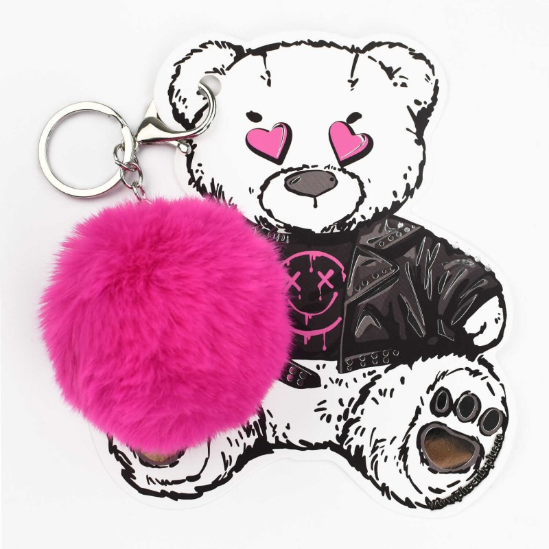 Брелок меховой арт. 70871 / 48 ПЛЮШЕВЫЙ МИШКА ( размер подвеса: 60x60 мм, материал подвеса: искусственный мех; форма подвеса: шар; цвет подвеса: малин