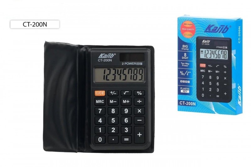 Калькулятор: карманный в обложке -книжечке,8-разрядный, в индивидуальной упаковке, размер упаковки-13,8*10,2*2,6 см. /размер кальк.- 9*6 см/ CT-100N