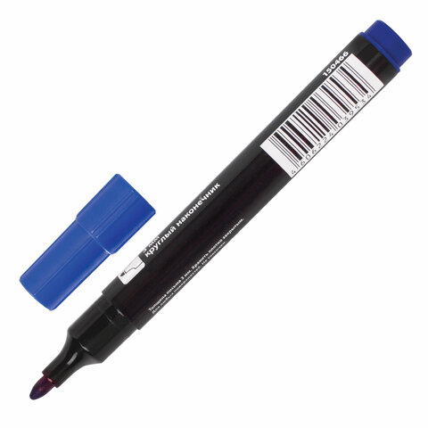 Маркер перманентный (нестираемый) BRAUBERG "Contract", без клипа, круглый наконечник 3 мм, синий