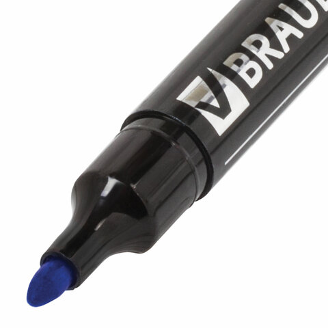 Маркер перманентный (нестираемый) BRAUBERG "Contract", без клипа, круглый наконечник 3 мм, синий