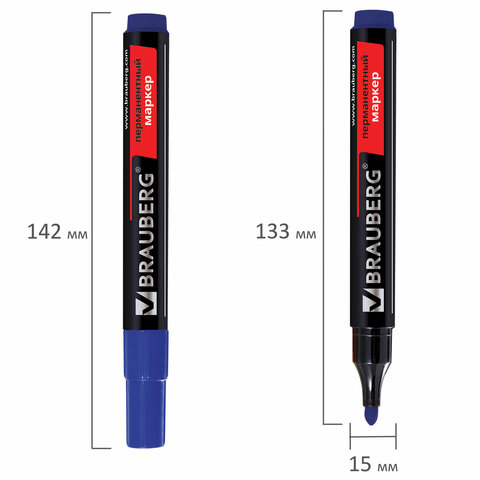 Маркер перманентный (нестираемый) BRAUBERG "Contract", без клипа, круглый наконечник 3 мм, синий