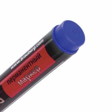 Маркер перманентный (нестираемый) BRAUBERG "Contract", без клипа, круглый наконечник 3 мм, синий