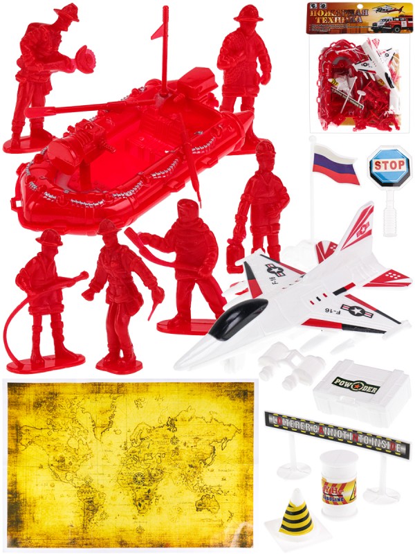 Игровой набор "Пожарная техника"(8 фигурок,лодка,самолет и пр.,в пакете) ( Арт. 2094384)