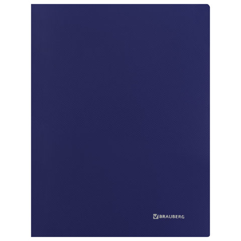 Папка с боковым металлическим прижимом и внутренним карманом BRAUBERG "Диагональ", темно-синяя, до 100 листов, 0,6 мм