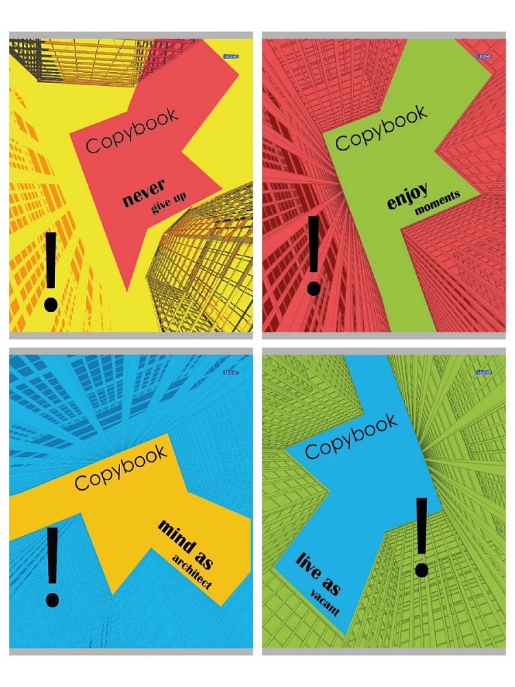 TM "Legend" Тетрадь КЛЕТКА 48 л. РАЗНОЦВЕТНАЯ АРХИТЕКТУРА (48-5324) цвет. мелов. обл., 4 диз. в кор