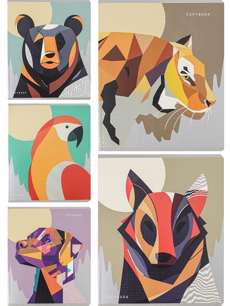 Тетрадь КЛЕТКА 48л. ЯРКИЕ ФРАГМЕНТЫ (48-2673) 5 диз в сп,серебро, 5+0, лён