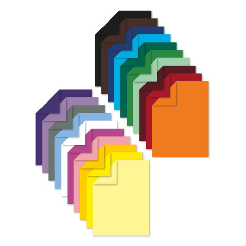 Картон цветной А4 ТОНИРОВАННЫЙ В МАССЕ, 20 листов, 20 цветов, склейка, 180 г/м2, BRAUBERG