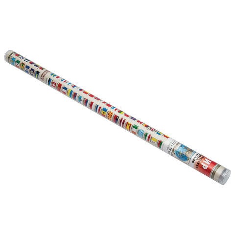 Карта настенная "Мир. Политическая карта с флагами", М-1:30 млн., размер 122х79 см, ламинированная