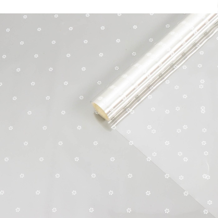 Пленка для цветов с белым рисунком "Цветочки", 0,7 х 7,6 м, 40 мкм, 200 гр