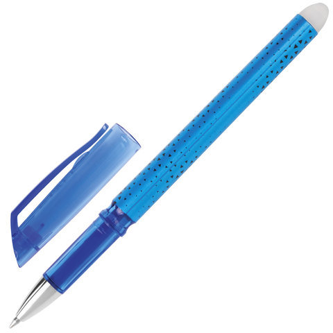 Ручка стираемая гелевая STAFF, СИНЯЯ, хромированные детали, узел 0,5 мм, линия письма 0,35 мм