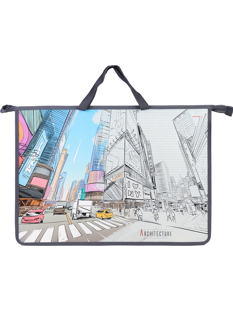 Папка для рисунков и труда АРХИТЕКТУРА В ГРАФИКЕ (ПТР-1822) А3, молния сверху, пластик