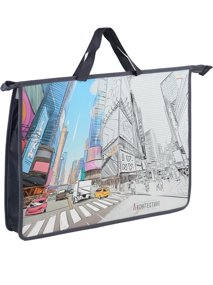 Папка для рисунков и труда АРХИТЕКТУРА В ГРАФИКЕ (ПТР-1822) А3, молния сверху, пластик