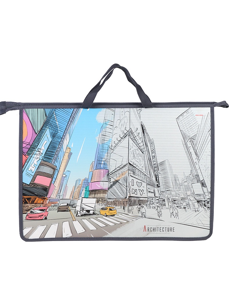 Папка для рисунков и труда АРХИТЕКТУРА В ГРАФИКЕ (ПТР-1822) А3, молния сверху, пластик