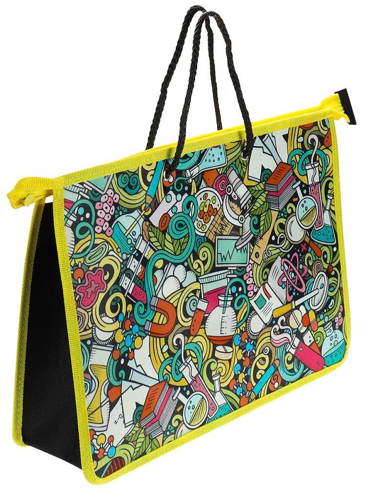 Папка детская на шнурке А4 ШКОЛЬНЫЙ БУМ (П-1092) печать на ткани