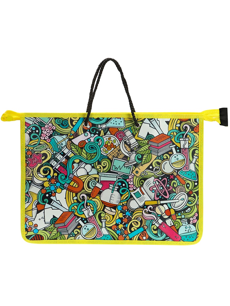 Папка детская на шнурке А4 ШКОЛЬНЫЙ БУМ (П-1092) печать на ткани