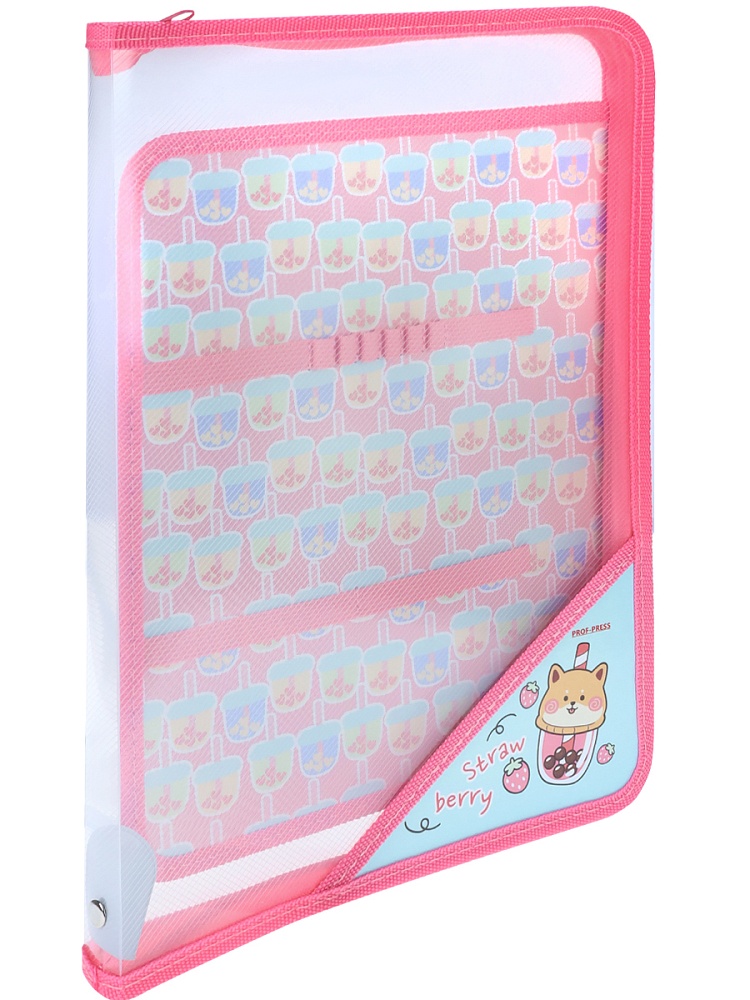 Папка на молнии с уголком КОРГИ С ДЕСЕРТОМ (ПТР-8239) пластик, печать на откид планке