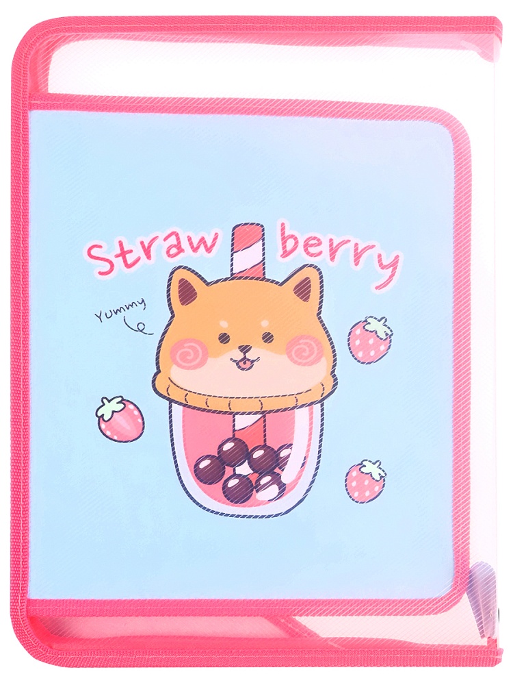 Папка на молнии с уголком КОРГИ С ДЕСЕРТОМ (ПТР-8239) пластик, печать на откид планке