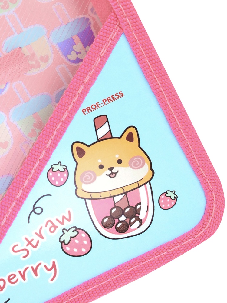 Папка на молнии с уголком КОРГИ С ДЕСЕРТОМ (ПТР-8239) пластик, печать на откид планке