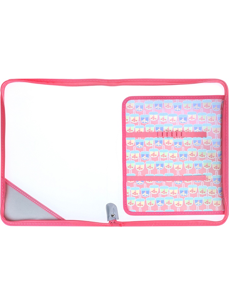 Папка на молнии с уголком КОРГИ С ДЕСЕРТОМ (ПТР-8239) пластик, печать на откид планке