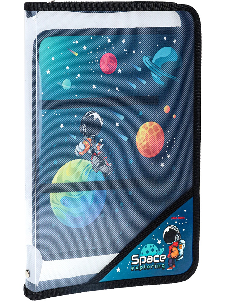 Папка на молнии с уголком КОСМИЧЕСКИЙ МУЛЬТИК (ПТР-8240) пластик, печать на откид планке