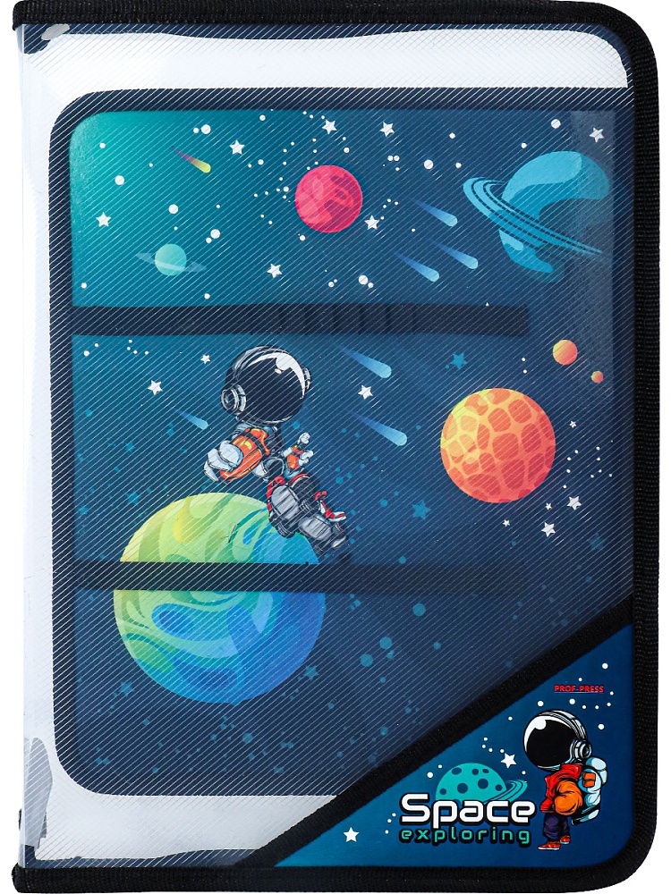 Папка на молнии с уголком КОСМИЧЕСКИЙ МУЛЬТИК (ПТР-8240) пластик, печать на откид планке
