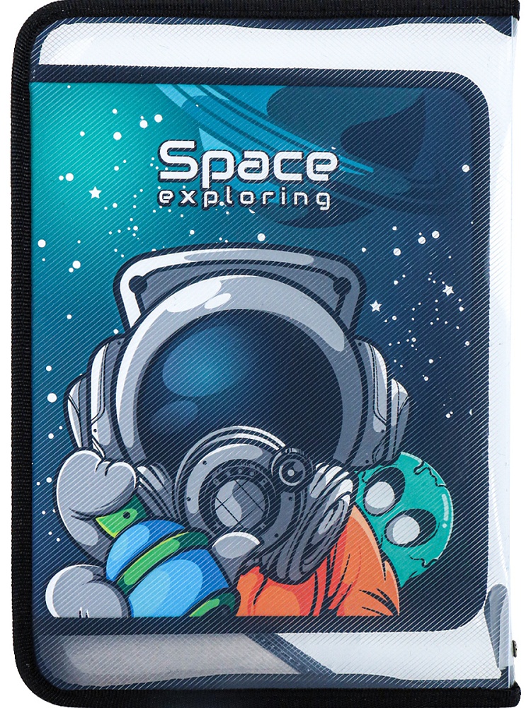 Папка на молнии с уголком КОСМИЧЕСКИЙ МУЛЬТИК (ПТР-8240) пластик, печать на откид планке