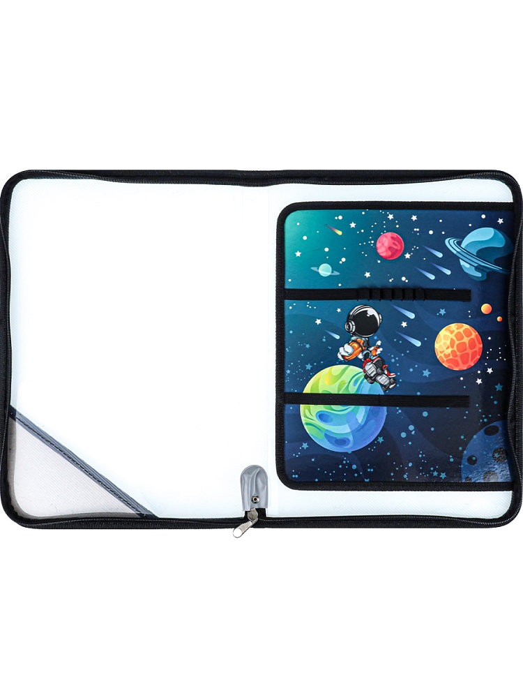 Папка на молнии с уголком КОСМИЧЕСКИЙ МУЛЬТИК (ПТР-8240) пластик, печать на откид планке