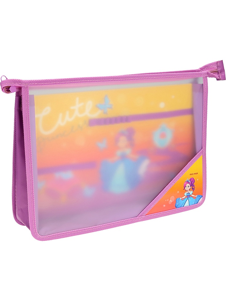 Папка для труда на молнии сверху, с двумя отдел. ГРАЦИОЗНАЯ ПРИНЦЕССА - 1 (ПТР-9631) пластик