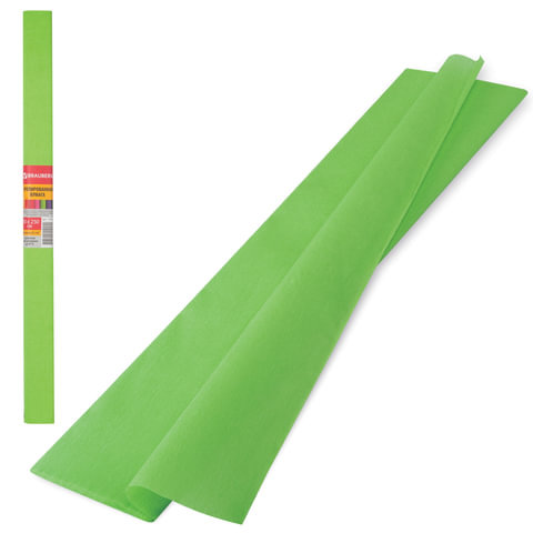 Цветная бумага крепированная плотная, растяжение до 45%, 32 г/м2, BRAUBERG, рулон, светло-зеленая, 5