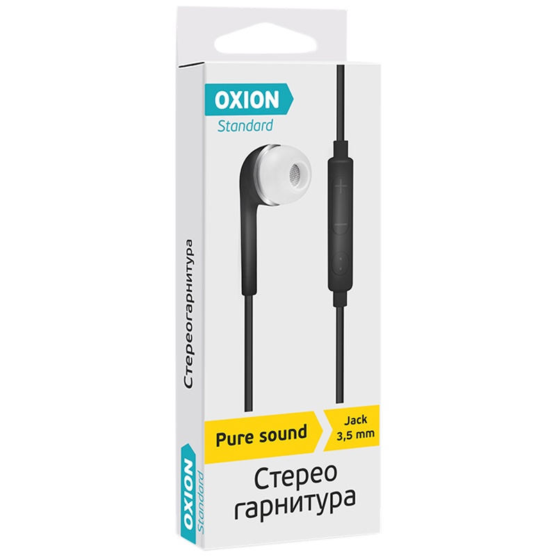 Наушники-вкладыши с микрофоном Oxion Standard "HS230BK", 1м, черный