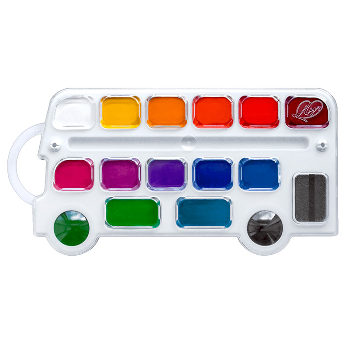 Краски акварельные 16цв Луч "Автобус", без кисти, пластиковая упаковка