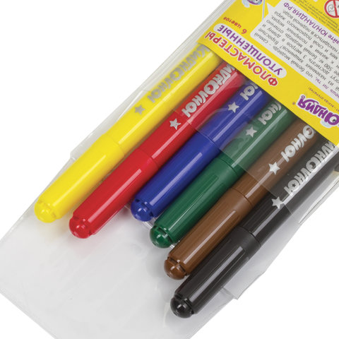 Фломастеры ЮНЛАНДИЯ 6 цветов, "ЮНЛАНДИК В АРКТИКЕ", утолщенные, ударопрочный наконечник, ПВХ