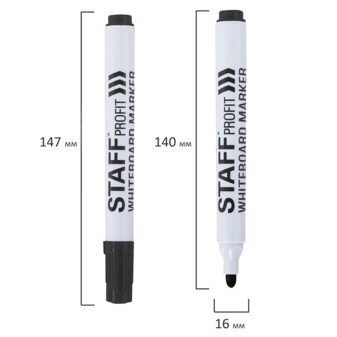 Маркер для доски STAFF "Profit", ЧЕРНЫЙ, круглый наконечник, 2,5 мм