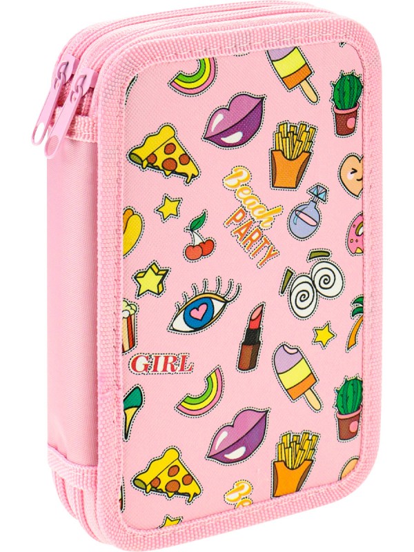 Пенал 2-секц. ФУД ПРИНТ РОЗОВЫЙ 190х115, гладь