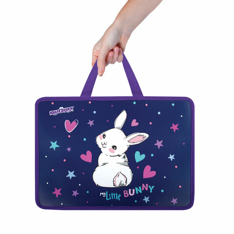 Папка на молнии с ручками ЮНЛАНДИЯ А4, 1 отделение, пластик, 80 мм, "Fluffy Tail"