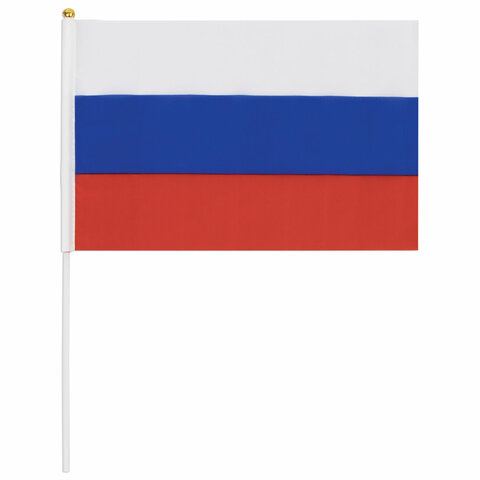 Флаг России ручной 20х30 см, без герба, с флагштоком, BRAUBERG, 550181