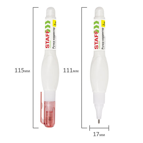Ручка-корректор STAFF, 3 мл, металлический наконечник