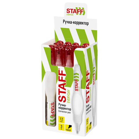 Ручка-корректор STAFF, 3 мл, металлический наконечник
