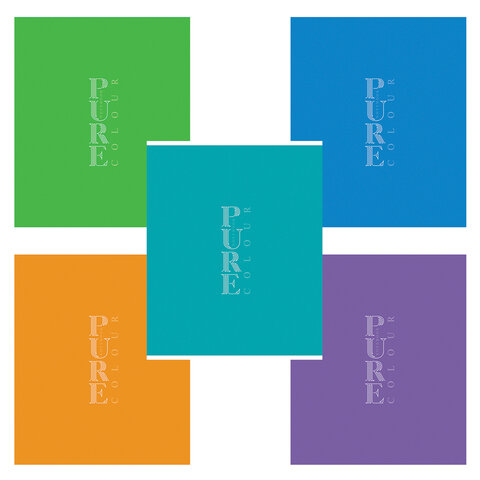 Тетрадь А5, 48 л. HATBER-ECO скоба, офсет №2 ЭКОНОМ, линия, обложка картон, PUREcolour (микс), 092116, 48Т5C2ОЗ